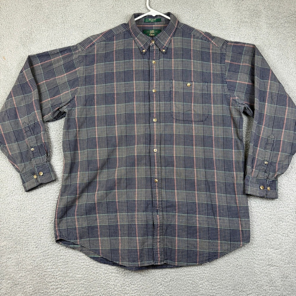 VTG Orvis Plaid Long Sleeve Button Down Shirt‎ Men's XXLT 100% Cotton Casual